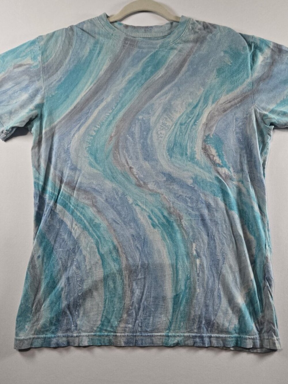 Unbranded Medium Marble Tie Dye T-Shirt Blue Gray Swirl Short Sleeve Tee